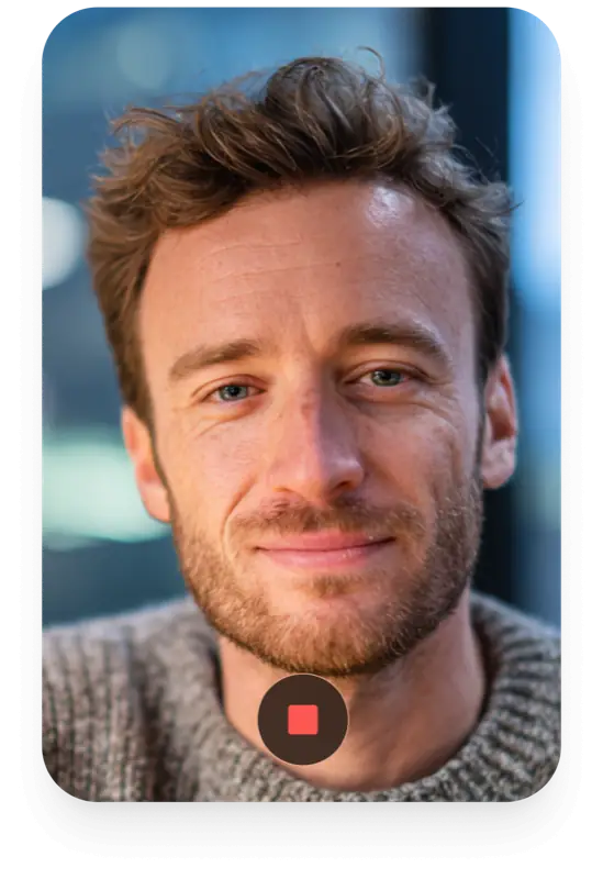 Person recording a video interview