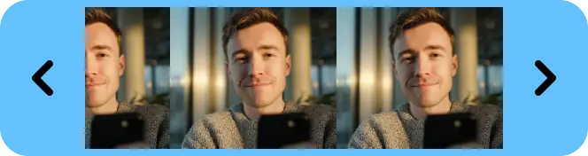 Video timeline strip with three frames
